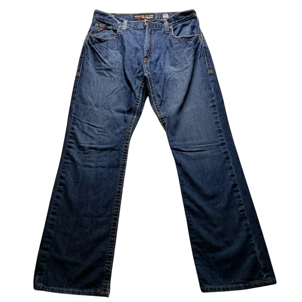 Ariat FR M5 Jeans Mens 36x34 Blue Slim Straight Flame Resistant Work Denim
